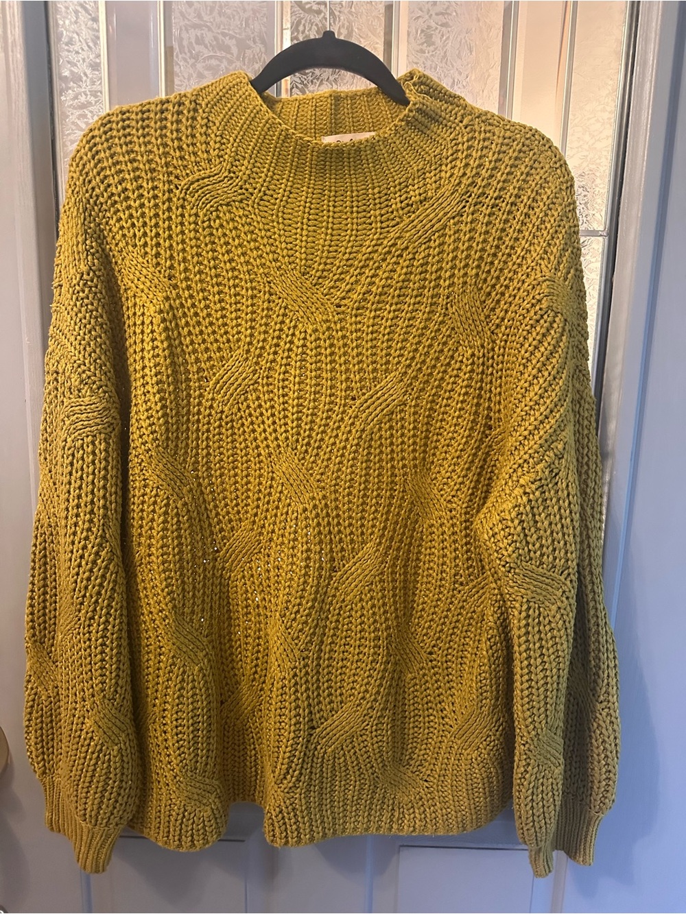 Listicle Chunky Cable Crewneck Sweater - Mustard